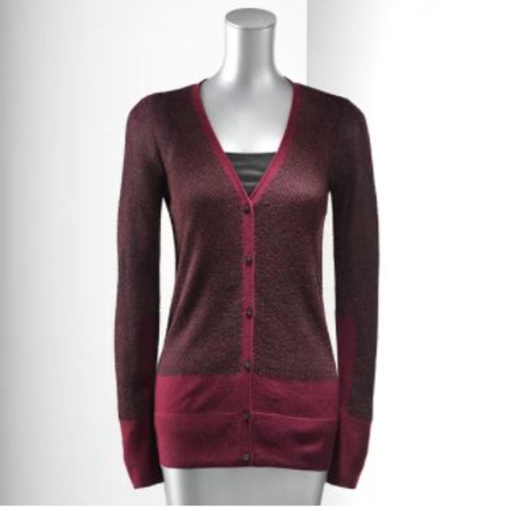 Simply Vera Vera Wang Lurex Cardigan Sweater L